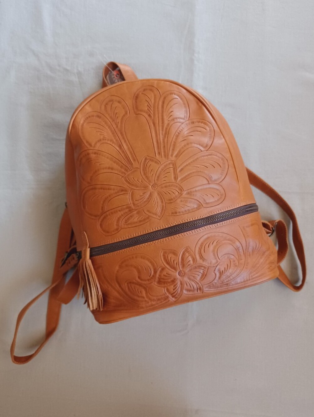Leaders In Leather Tooled Floral Backpack